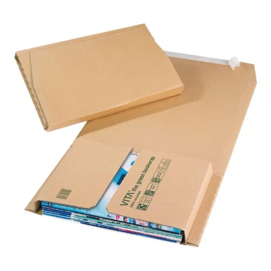 VITA Purely Packaging Recycled Kraft Book Wrap Peel and Seal 217x155x52mm Manilla Pack of 25