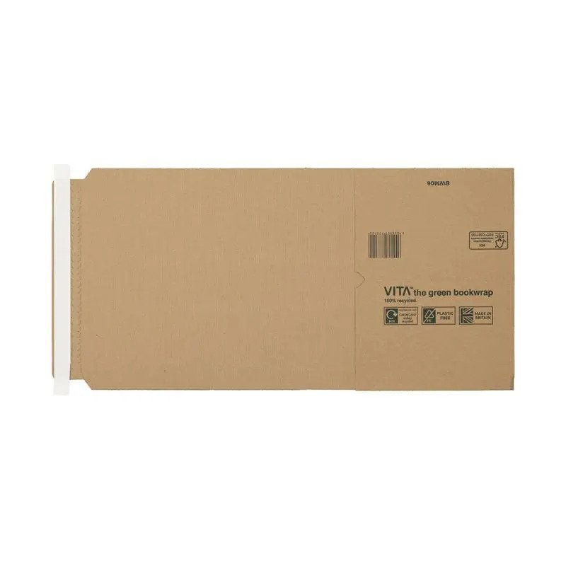 VITA Purely Packaging Recycled Kraft Book Wrap Peel and Seal 310x250x70mm Manilla Pack of 25