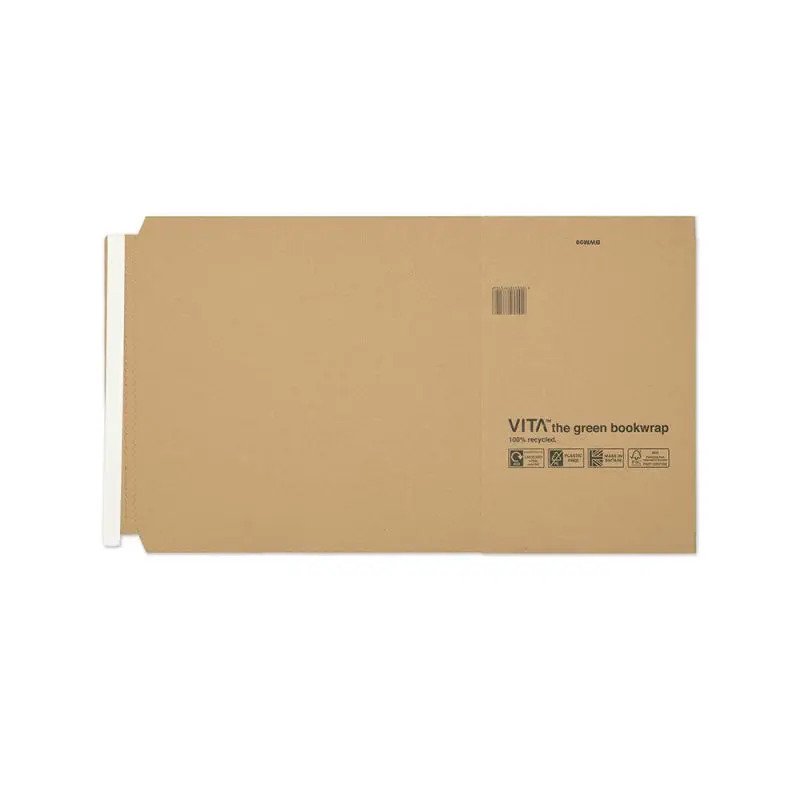 VITA Purely Packaging Recycled Kraft Book Wrap Peel and Seal 435x318x60mm Manilla Pack of 20