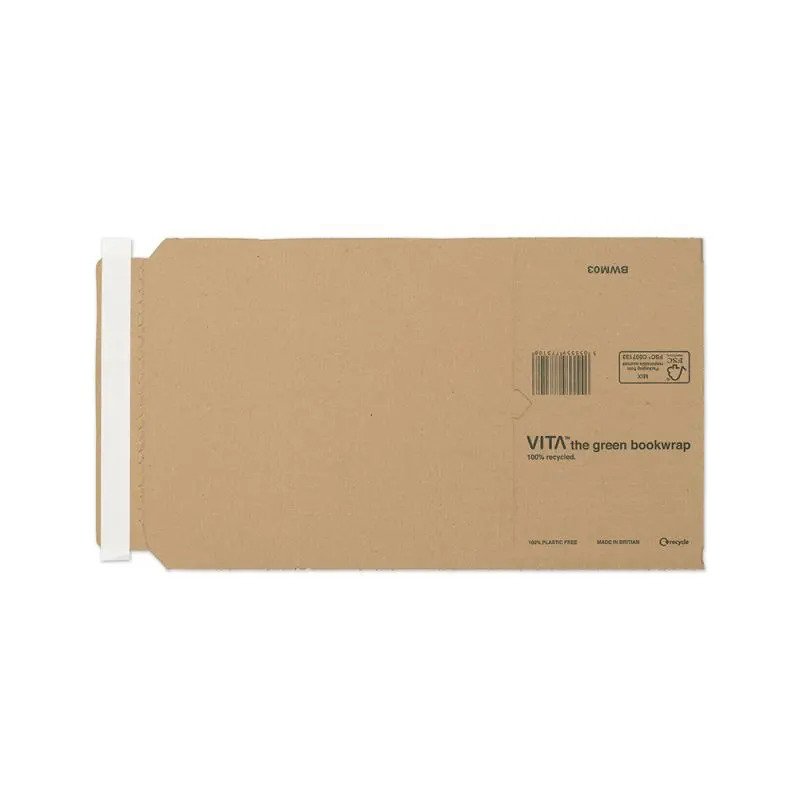 VITA Purely Packaging Recycled Kraft Book Wrap Peel and Seal 248x165x70mm Manilla Pack of 25