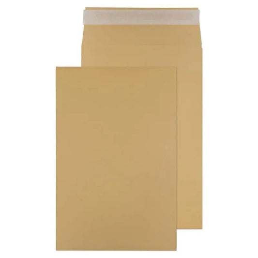 Vita Purely 15" x 10" (381mm x 254 x 25mm) 140gsm Peel and Seal Gusset Envelope Manilla Pack of 125