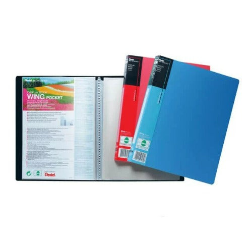 Pentel Recycology A4 Display Book with 20 Wing Shaped Pockets Blue Pack of 10