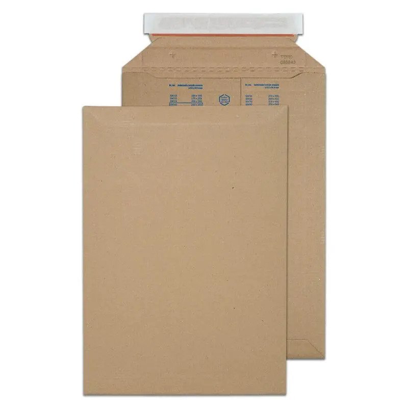 Vita Purely Packaging Peel and Seal 300gsm Corrugated Pocket Kraft 353mmx250mm Pack of 100