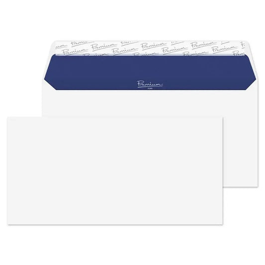 Blake Premium Pure DL Plain Recycled Peel and Seal 120gsm Woven Envelopes Super White Pack of 50