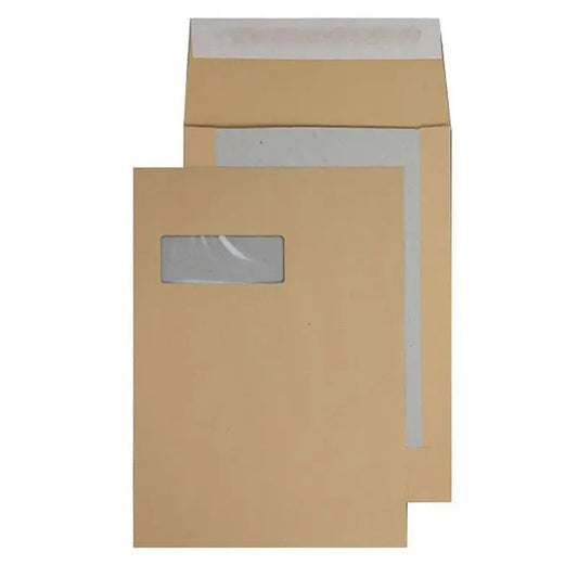 Vita Purely Packaging Board Back Peel and Seal Manilla Windowed Envelope 120gsm C4 Pack of 125