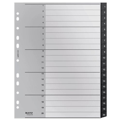 Leitz Recycle Polypropylene Index Numbered 1-20 A4