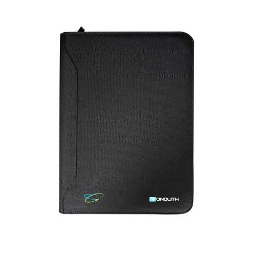 Monolith Blueline Zipped with Ringbinder Meeting and Conference Folder A4 Black, Made from Plastic Bottles