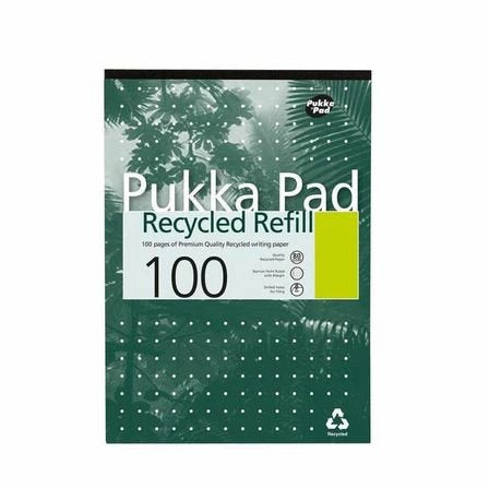 Pukka Recycled Refill Pad A4 100 Pages 80gsm 4 Hole Punched Pack of 6