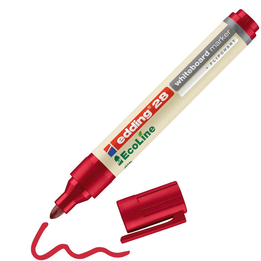 Edding 28 EcoLine Whiteboard Marker Bullet Tip Red 90% Recycled Pack of 10