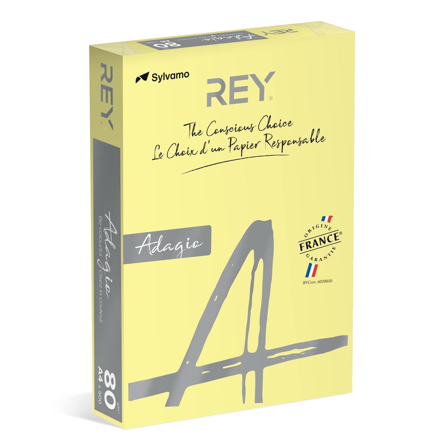 REY Adagio A4 Paper 80gsm Canary Yellow Ream of 500 Sheets