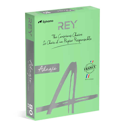 REY Adagio A4 Paper 80gsm Leaf Green Ream of 500 Sheets