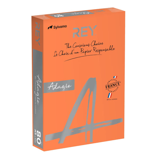 REY Adagio A4 Paper 80gsm Orange Ream of 500 Sheets