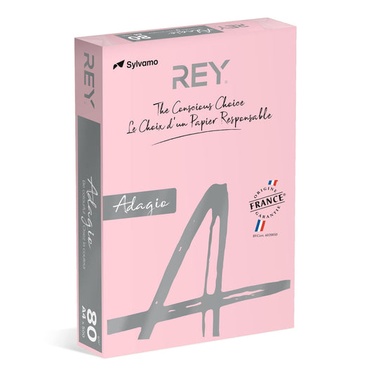 REY Adagio A4 Paper 80gsm Pink Ream of 500 Sheets