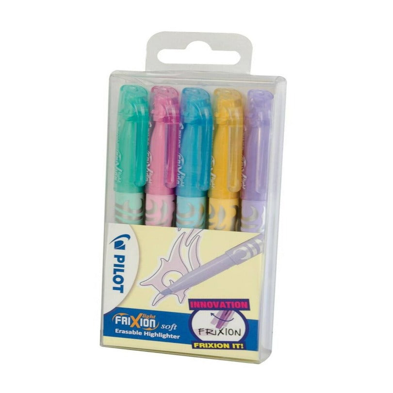Pilot FriXion Medium Tip Erasable Light Highlighter Rewriter Pens Assorted Colours Pack of 5 Pens
