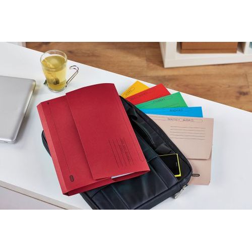 Elba Strongline Foolscap Bright Manilla Document Wallets Heavyweight (Assorted Colours) Pack of 25